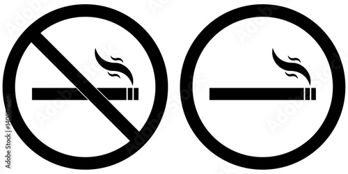 No smoking area and smoking area sign in Black. No smoking. ban symbol. No smoking symbol. No smoke circle in Black. forbidden icon. stop symbol icon set.