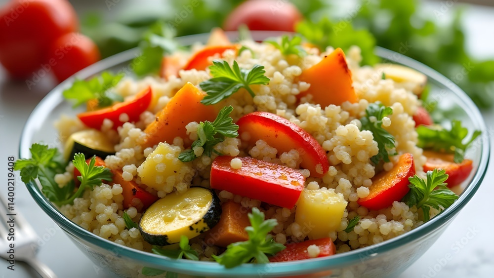 Quinoa salad with roasted veggies and lemon dressing, perfect for healthy eating, organic meals, and vegan recipes Quinoa salad with roasted veggies and lemon dressing, perfect for healthy eating, organic meals, and vegan recipes