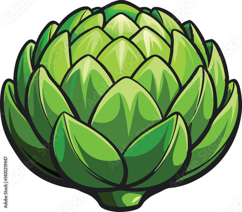  Delicious food vector artwork illustration of a fresh green artichoke