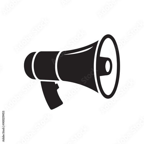 Megaphone or loudspeaker black icon silhouette vector on a white background.