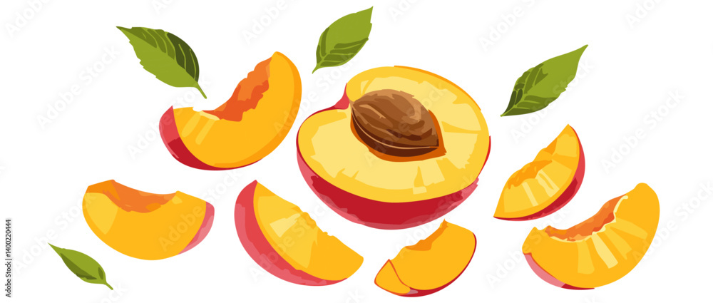vector illustration of an falling peaches fruit icon design