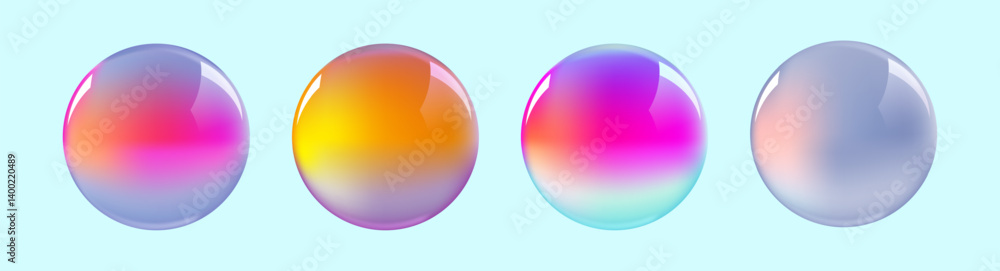 Realistic glossy rainbow ball.Abstract 3D light bubble with glare.Geometric abstract iridescent liquid shape. Realistic glossy rainbow ball.Abstract 3D light bubble with glare.Geometric abstract iridescent liquid shape.