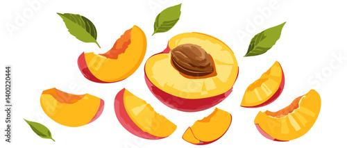 Obraz na płótnie vector illustration of an falling peaches fruit icon design w salonie