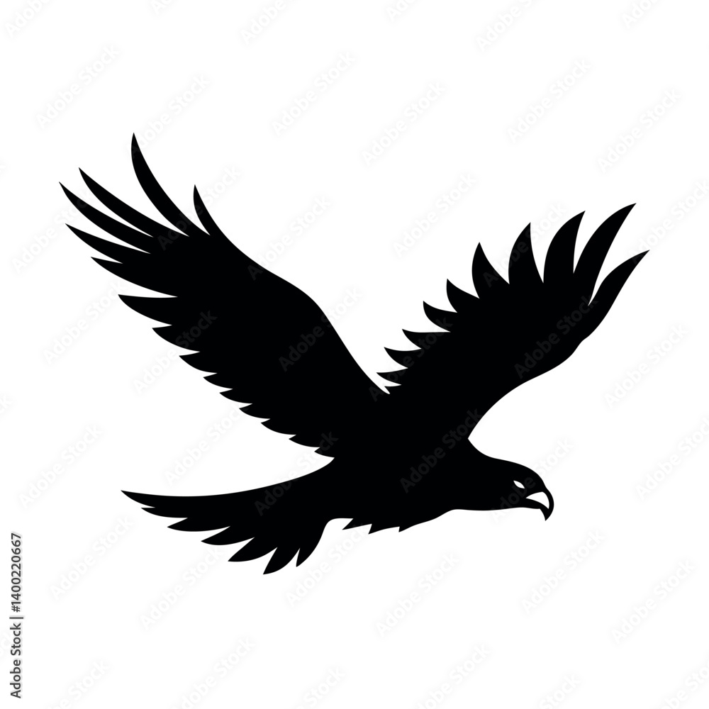 Powerful Falcon Silhouette in Flight Powerful Falcon Silhouette in Flight