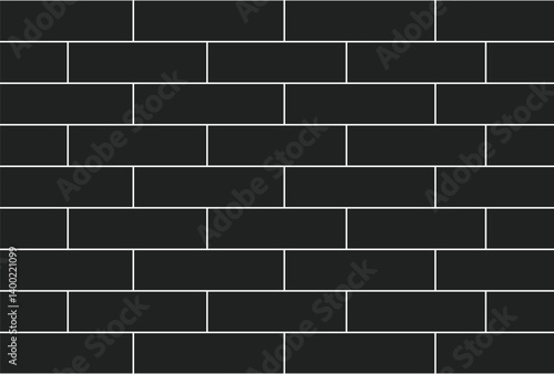 Pattern of black and white bricks arranged in a traditional horizontal layout