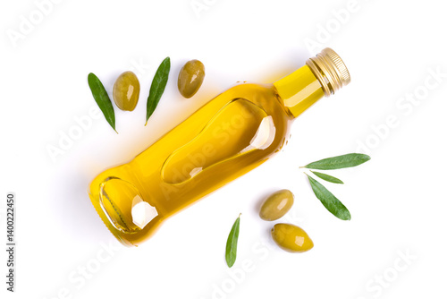 Obraz na płótnie Organic olive oil on white background w salonie