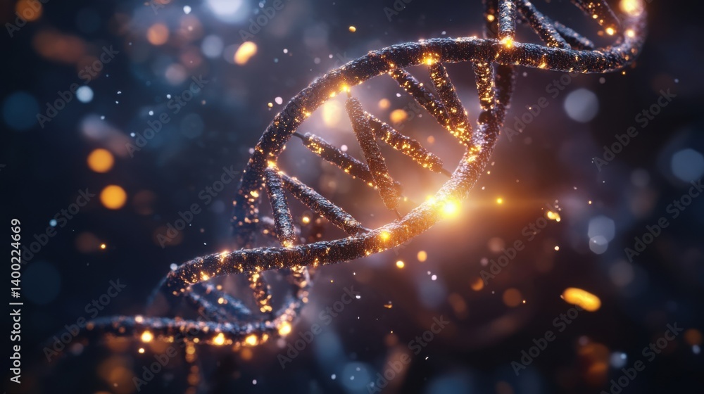 a realistic macro view of a DNA double helix,