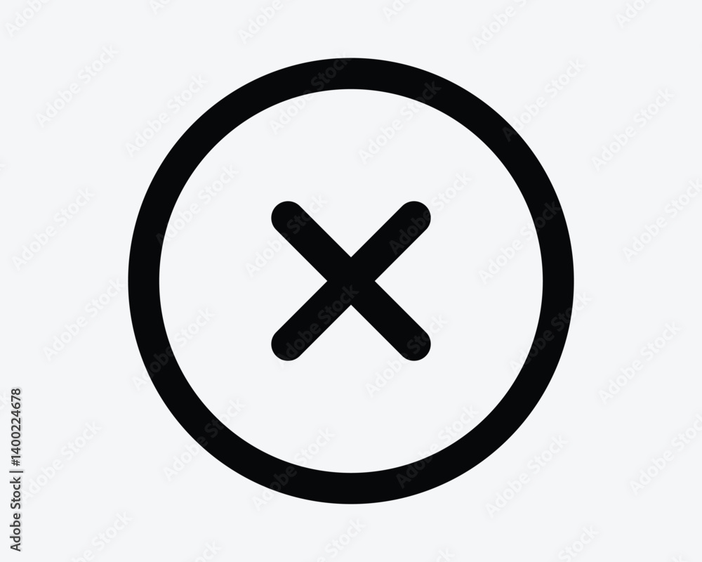 Round Cross Icon X Circle Button Sign Stop Delete Cancel Close Symbol Circular Reject Wrong Cancellation Refuse Remove Halt Cannot Restrict Restriction Round Cross Icon X Circle Button Sign Stop Delete Cancel Close Symbol Circular Reject Wrong Cancellation Refuse Remove Halt Cannot Restrict Restriction