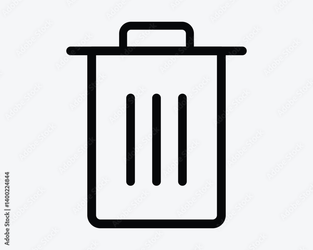 Dustbin Outline Icon Trash Can Line Shape Trashcan Delete Symbol Waste Bin with Lid Cover Refuse Container Junk Recycle Disposal Dispose Sign Vector Dustbin Outline Icon Trash Can Line Shape Trashcan Delete Symbol Waste Bin with Lid Cover Refuse Container Junk Recycle Disposal Dispose Sign Vector