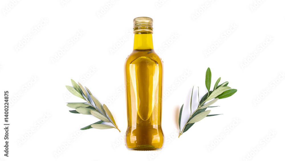 Organic olive oil on white background
