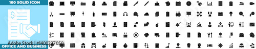 Office And Business Solid Editable Icons set. Vector illustration in modern thin solid style of office and business icons: Employe, conference, project, etc