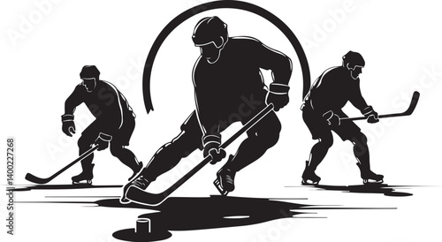 Canvas Print American Ice Hockey Team Silhouette Emblem | Winged Sports Crest Design