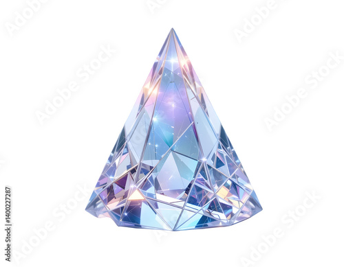 Stunning 3D Crystal Prism with Dazzling Light Reflections and Transparent Background