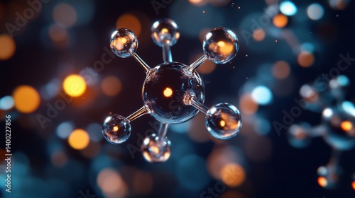 Obraz na płótnie a realistic macro view of a hydrogen peroxide molecule (H2O2), with glowing atoms and bonds, w salonie