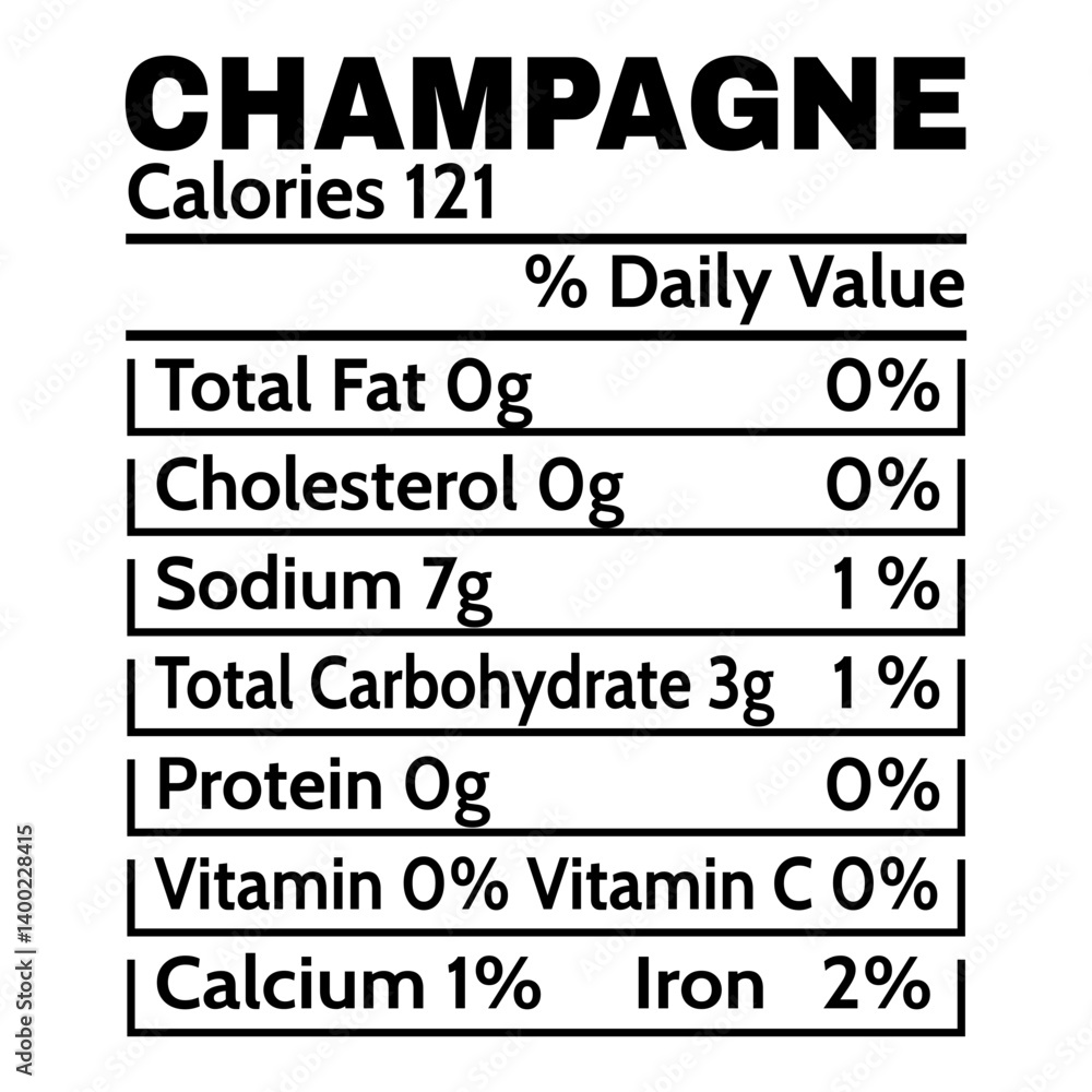 Champagne Nutrition Facts SVG Champagne Nutrition Facts SVG