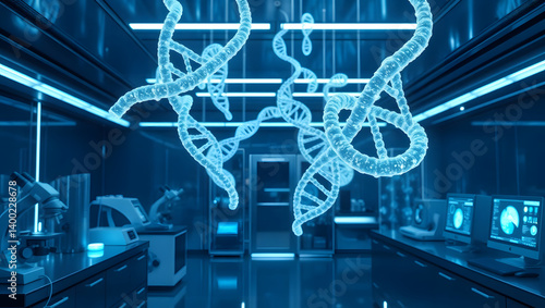 Futuristic DNA Laboratory Sleek Design and Advanced Technology