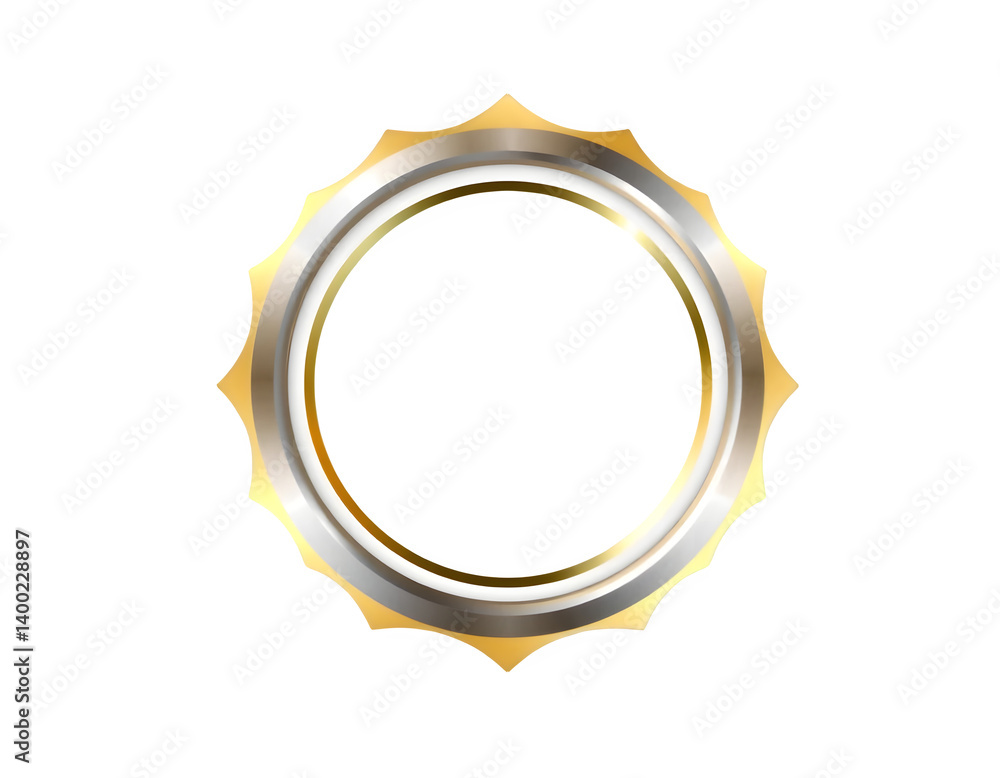 Silver and Gold Modern Prize Badge Isolated for Design Use
