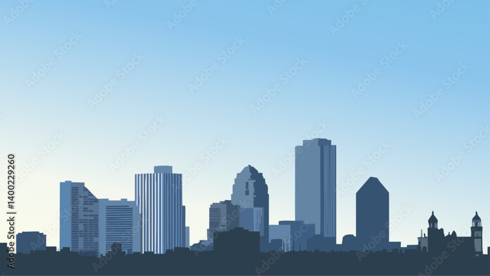 New Orleans Skyline at Dusk with historic architecture in twilight as a vector illustration New Orleans Skyline at Dusk with historic architecture in twilight as a vector illustration