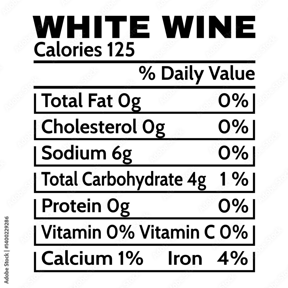 White Wine Nutrition Facts SVG White Wine Nutrition Facts SVG