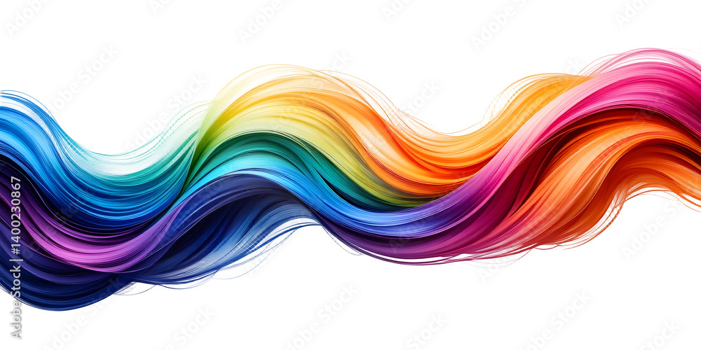 Radiant Rainbow Wave with Vibrant Hues on a Transparent Background
