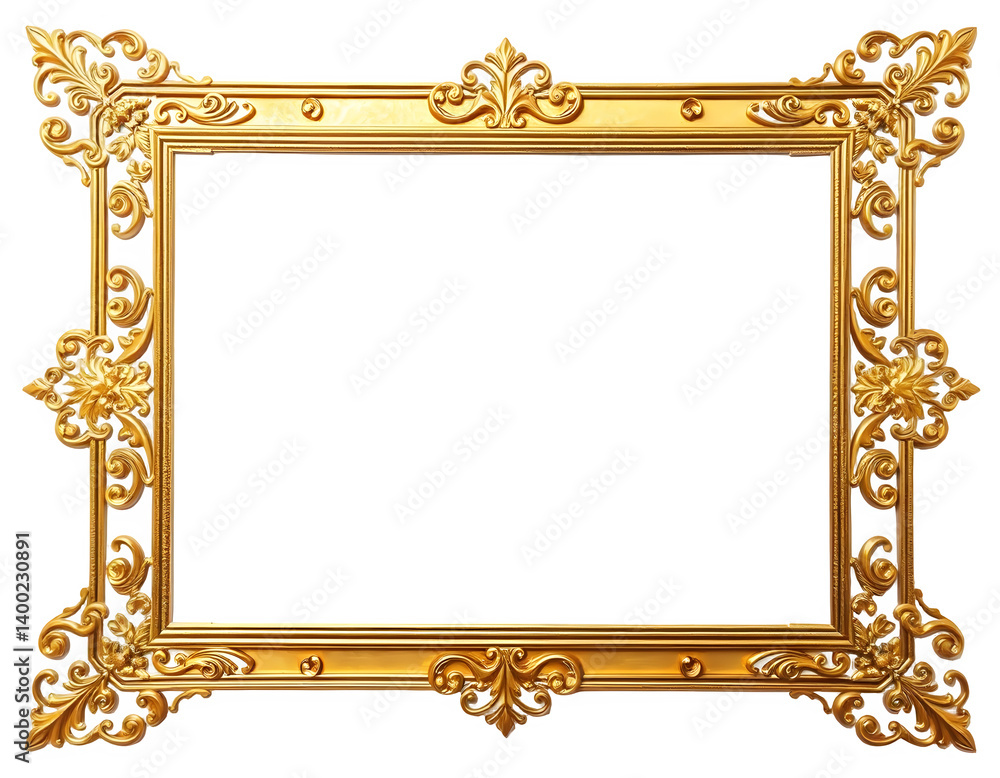 Decorative Golden Frame Corner with Intricate Engraved Patterns