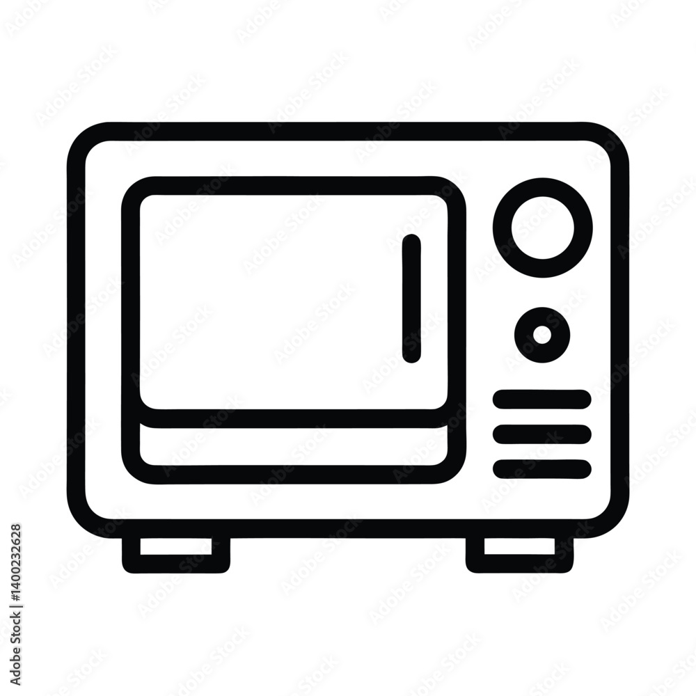 Microwave Oven Outline Icon on White Background Microwave Oven Outline Icon on White Background