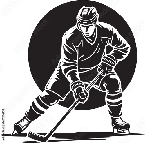 Canvas Print "American Ice Hockey Team Silhouette Emblem | Winged Sports Crest Design"