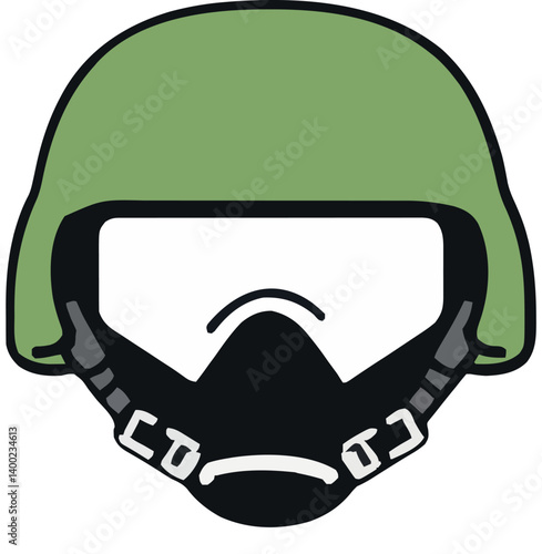 Military Green Helmet with Mask for Protection