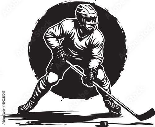 Canvas Print "American Ice Hockey Team Silhouette Emblem | Winged Sports Crest Design"