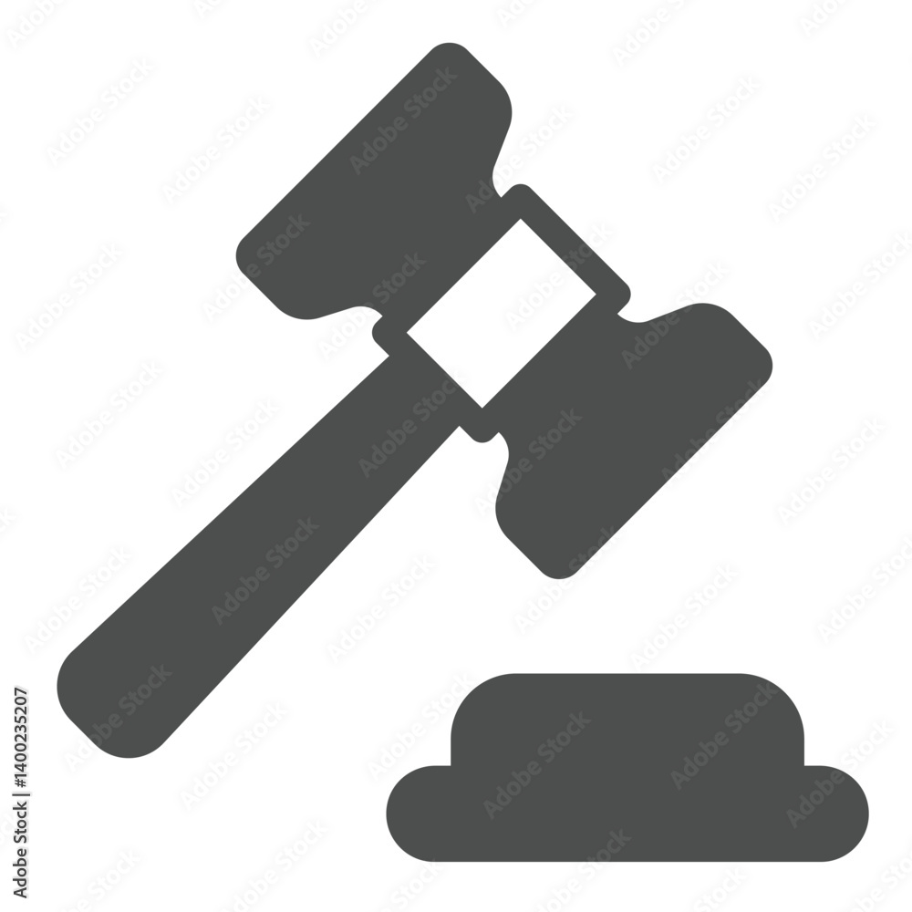 Wooden hammer and board solid icon, law and order concept. Vector graphics. Judge gavel, judgement sign on white background, glyph style icon for mobile or web design. Wooden hammer and board solid icon, law and order concept. Vector graphics. Judge gavel, judgement sign on white background, glyph style icon for mobile or web design.