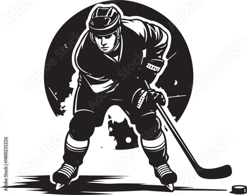 Canvas Print "American Ice Hockey Team Silhouette Emblem | Winged Sports Crest Design"