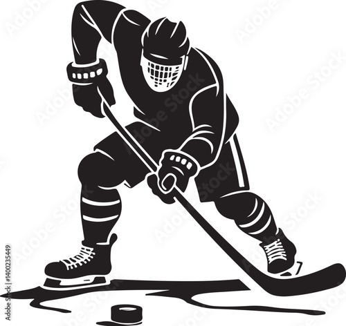 Canvas Print "American Ice Hockey Team Silhouette Emblem | Winged Sports Crest Design"