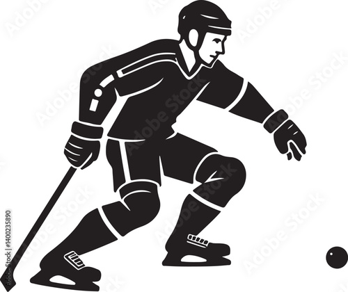 Canvas Print "American Ice Hockey Team Silhouette Emblem | Winged Sports Crest Design"