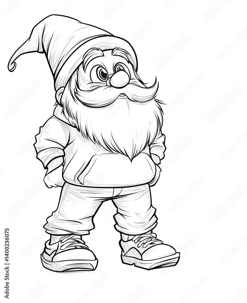 Fototapeta premium Coloring book for kids and adults, gnome.