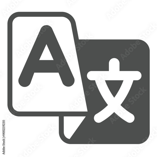 Translator app solid icon, windows pack concept. Vector graphics. Translate world languages, program sign on white background, glyph style icon for mobile or web design.