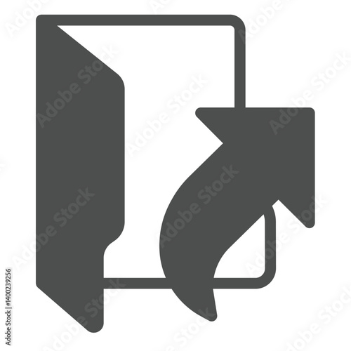 Folder with shortcut arrow solid icon, windows pack concept. Vector graphics. Link to folder, files sign on white background, glyph style icon for mobile or web design.