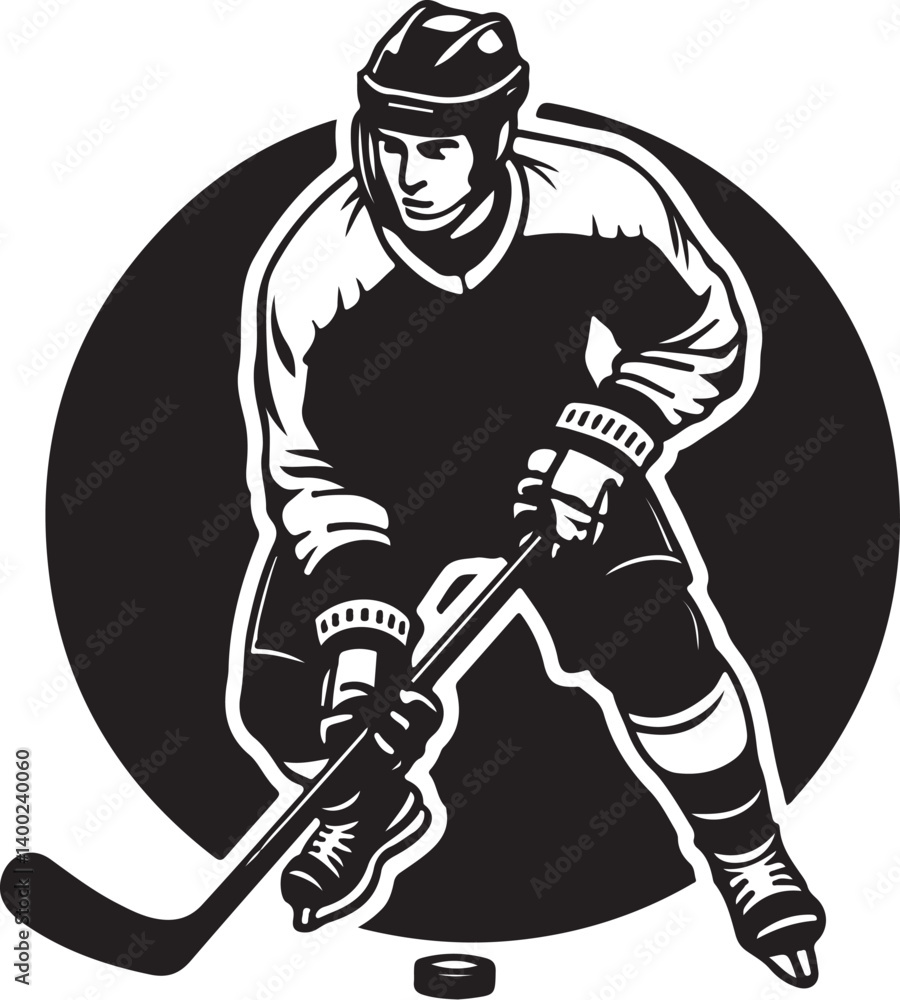 Εκτύπωση καμβά "American Ice Hockey Team Silhouette Emblem | Winged Sports Crest Design"