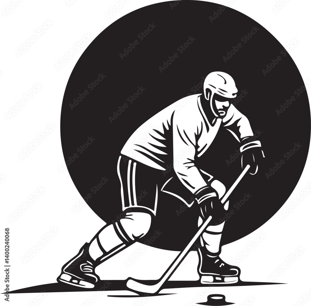 Ταπετσαρία "American Ice Hockey Team Silhouette Emblem | Winged Sports Crest Design"