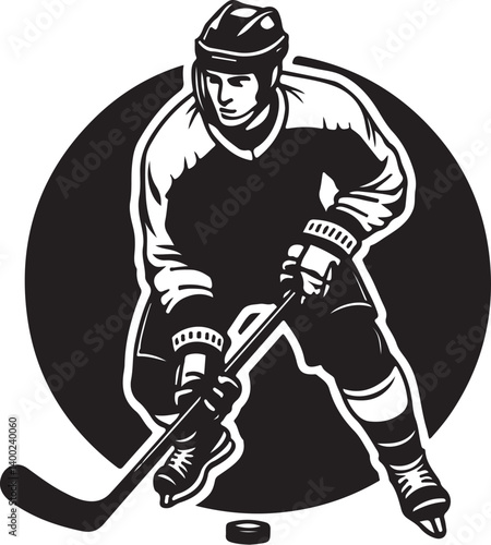 Canvas Print "American Ice Hockey Team Silhouette Emblem | Winged Sports Crest Design"