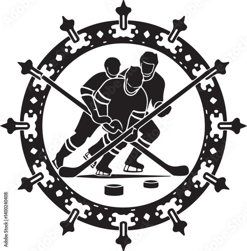 Photography "American Ice Hockey Team Silhouette Emblem | Winged Sports Crest Design"