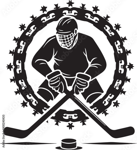 Canvas Print "American Ice Hockey Team Silhouette Emblem | Winged Sports Crest Design"