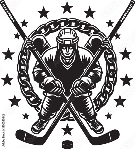 Canvas Print "American Ice Hockey Team Silhouette Emblem | Winged Sports Crest Design"