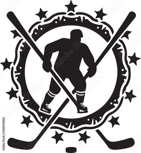 "American Ice Hockey Team Silhouette Emblem | Winged Sports Crest Design"