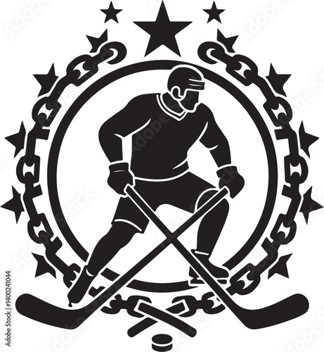 Photography "American Ice Hockey Team Silhouette Emblem | Winged Sports Crest Design"