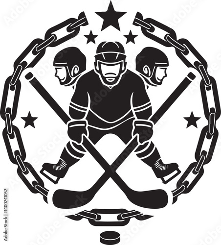 Photography "American Ice Hockey Team Silhouette Emblem | Winged Sports Crest Design"