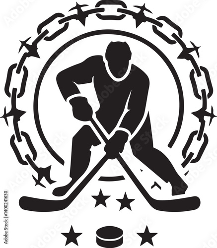 Photography American Ice Hockey Team Silhouette Emblem | Winged Sports Crest Design