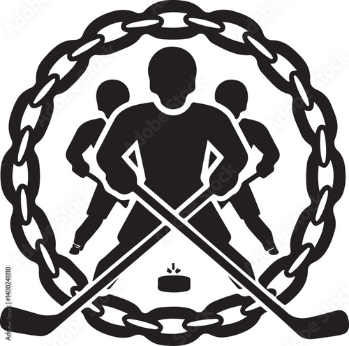 Photography American Ice Hockey Team Silhouette Emblem | Winged Sports Crest Design