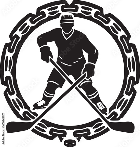 Photography American Ice Hockey Team Silhouette Emblem | Winged Sports Crest Design