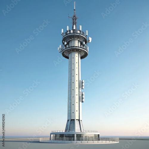 tv tower isolated on blue background