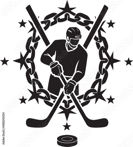 Photography American Ice Hockey Team Silhouette Emblem | Winged Sports Crest Design